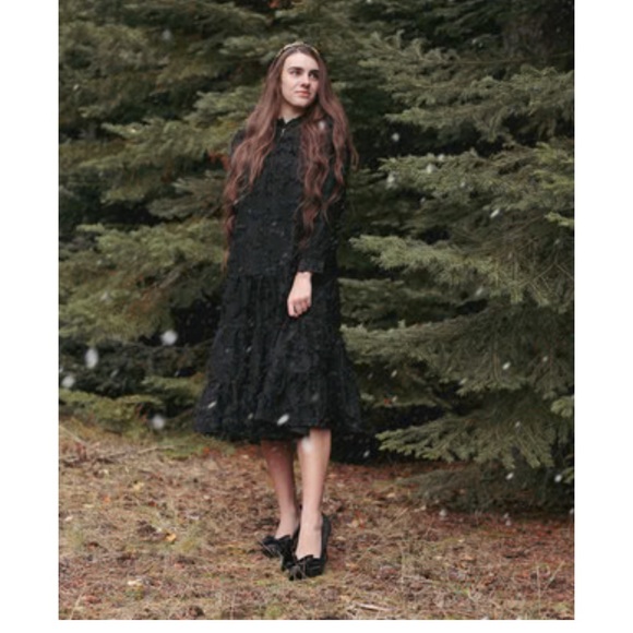 Dainty Jewells Size S Florence Frost Dress Black Mock Neck Puff Sleeves Coquette - Picture 4 of 16